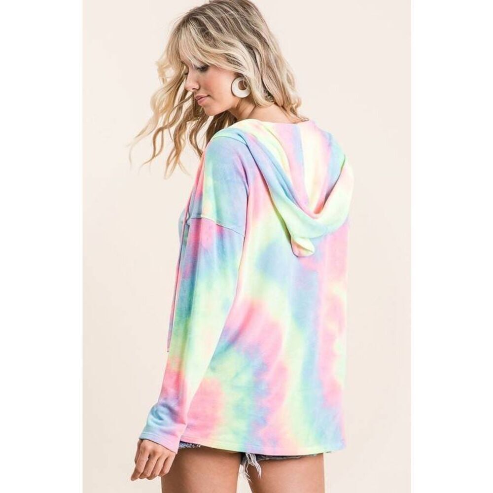 🎁 BiBi Tie Dye Terry Long Sleeve Hoodie sz Small - Picture 10 of 15